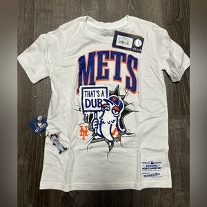 New York Mets Graphic T-Shirt Sz 8 & Keychain